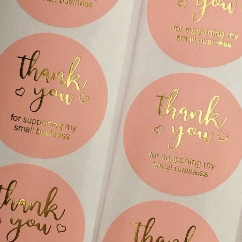 Stickers Gold Tone Foil Thank You Pink Office Supplies 25 Count Posh - Picture 4 of 10